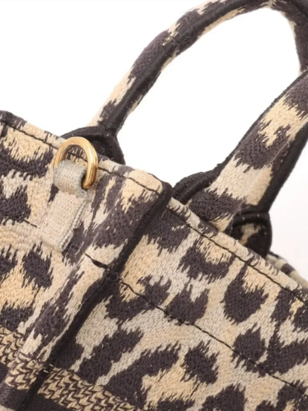 Christian Dior Leopard Vertical Book Tote Canvas Two-Way Handbag - Picture 11 of 12